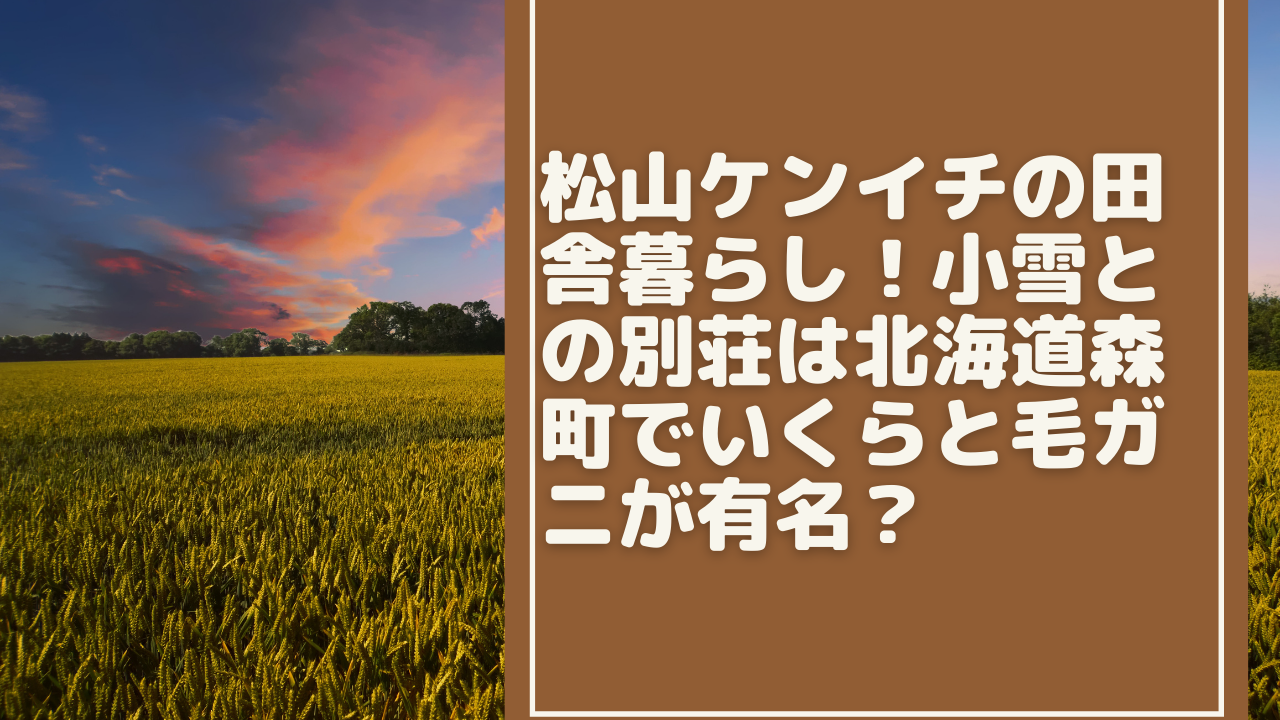 暮らし 場所 田舎 小雪 【どこ？】松山ケンイチと小雪の田舎暮らしは森町！移住を決めた３つの理由！